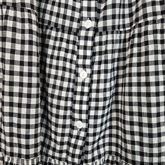 BeachLunchLounge Women Size M Black&White Gingham Square Neck Dress - Picture 6 of 13